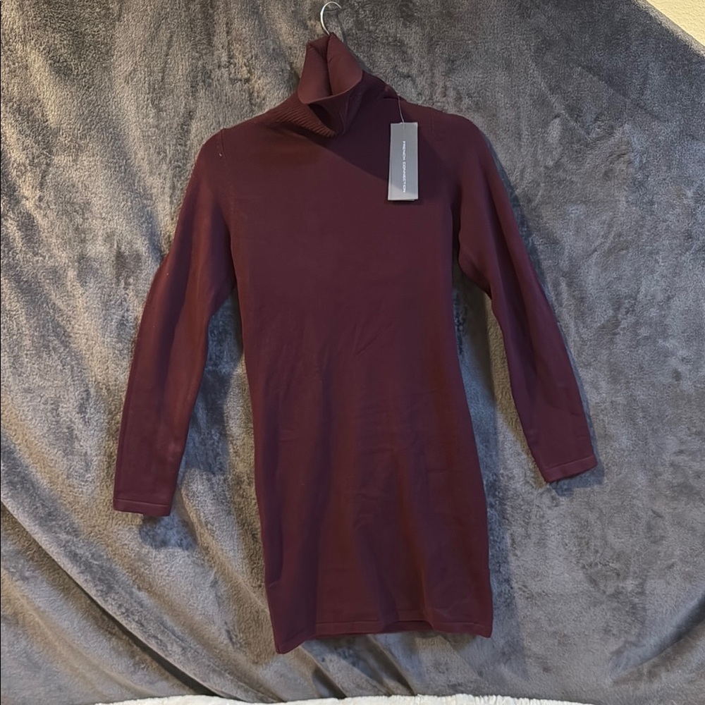 French Connection Long Sleeve Dress - Burgundy